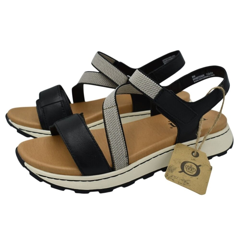 Born‎ Womens Size 10 Mady Black Combo Leather Strappy Open Toe Sandals Shoes